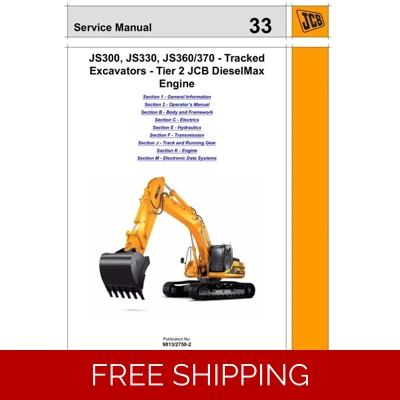 JCB JS300 JS330 JS360 JS370 EXCAVATORS TIER II SERVICE REPAIR MANUAL
